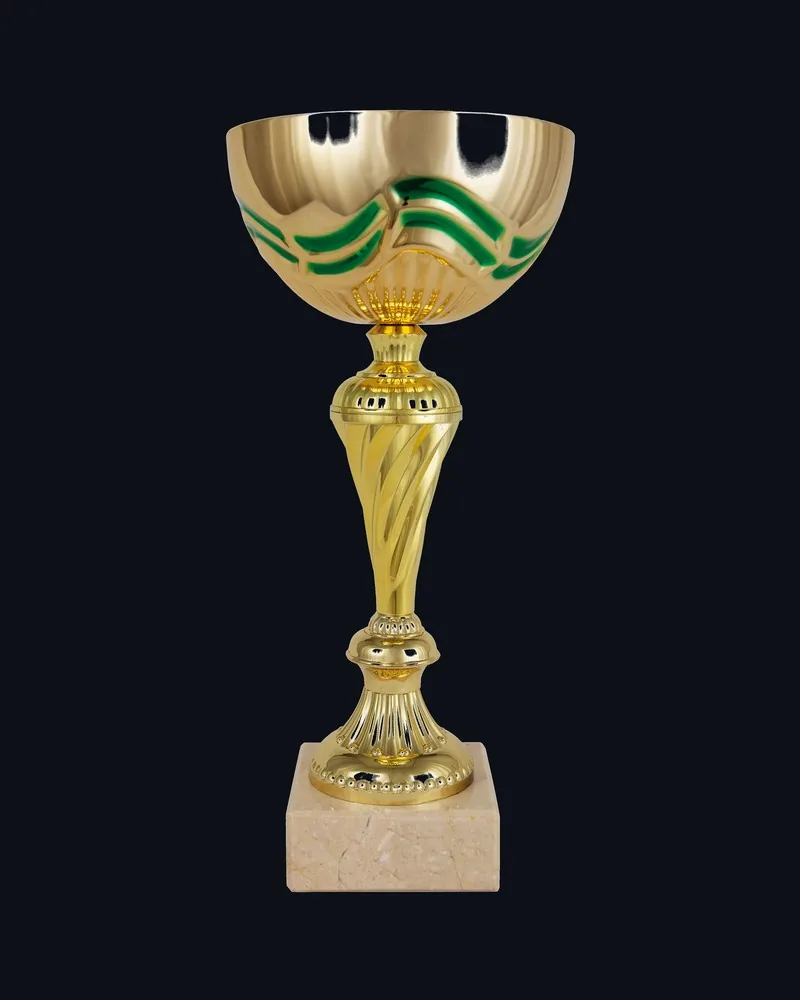 Copa Dorada con Cintas Verdes