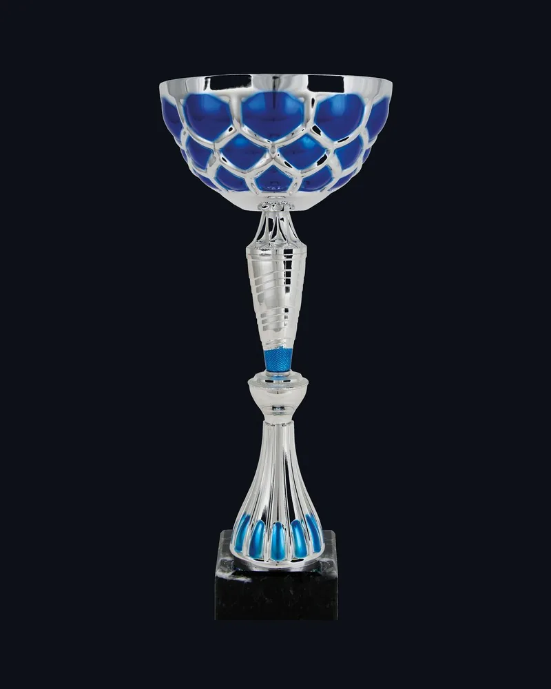 Copa Hexágonos Plata y Azul
