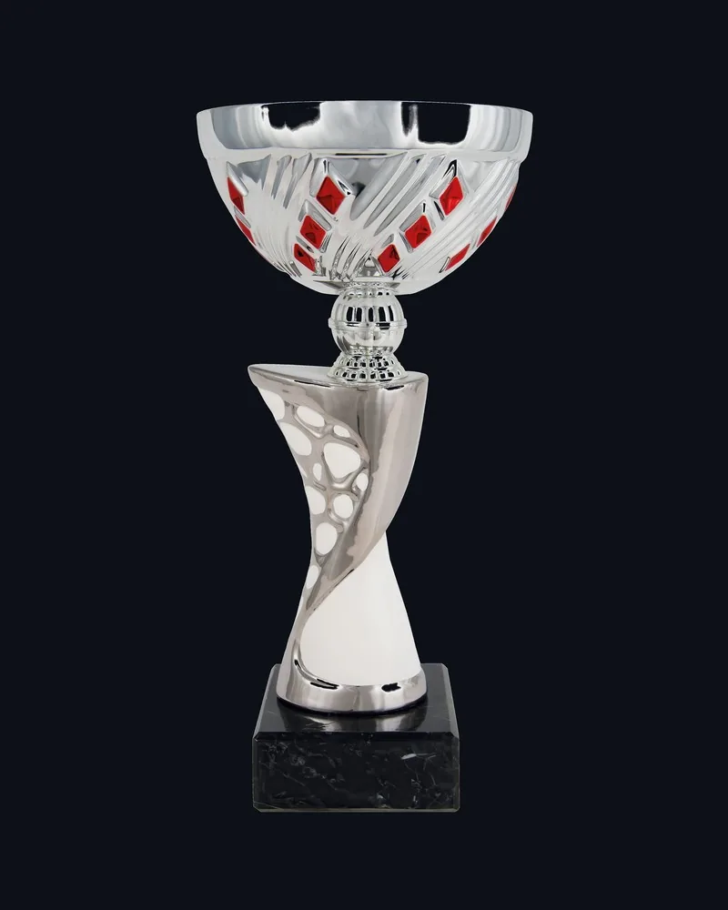 Copa Cerámica Rombos Rojo y Blanco