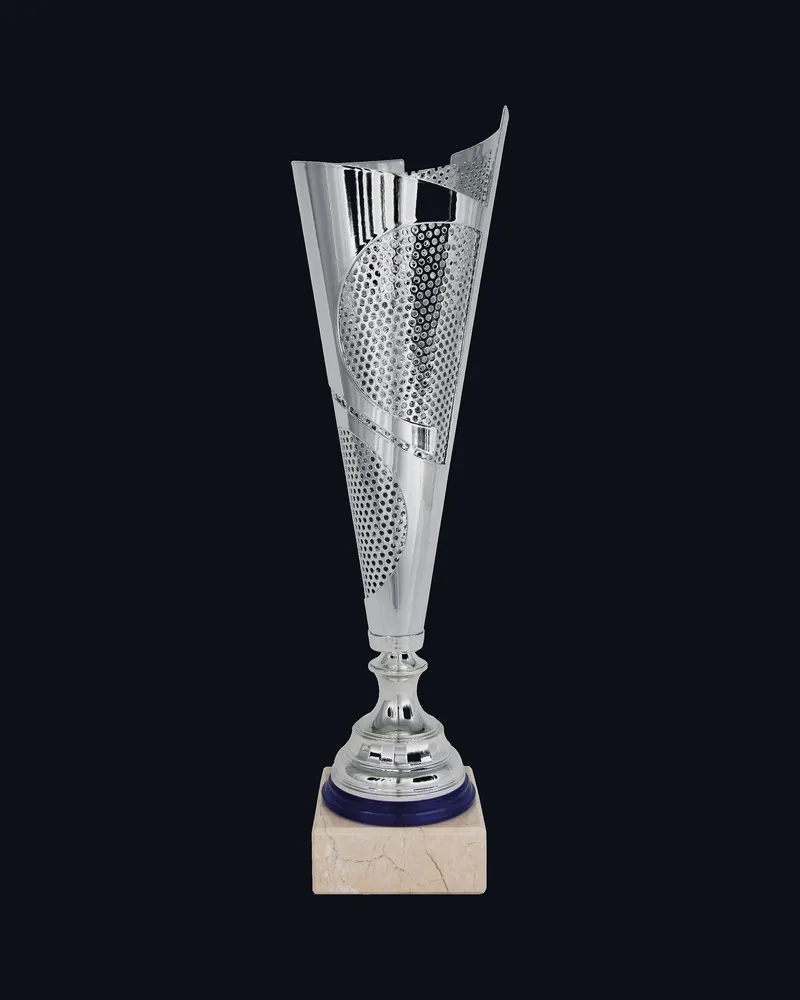 Copa Cono Láser Semicirculos Plata