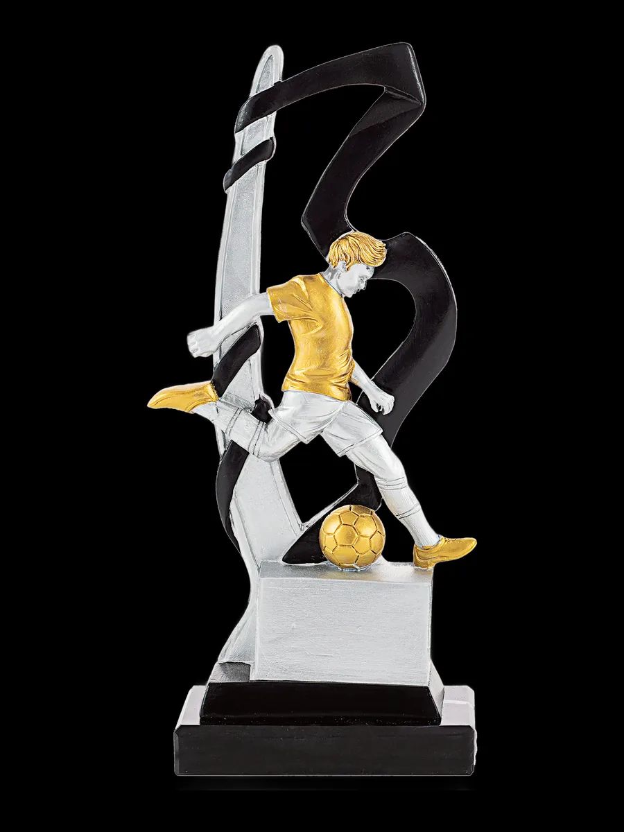 Trofeo de fútbol negro y oro - Ref 6504