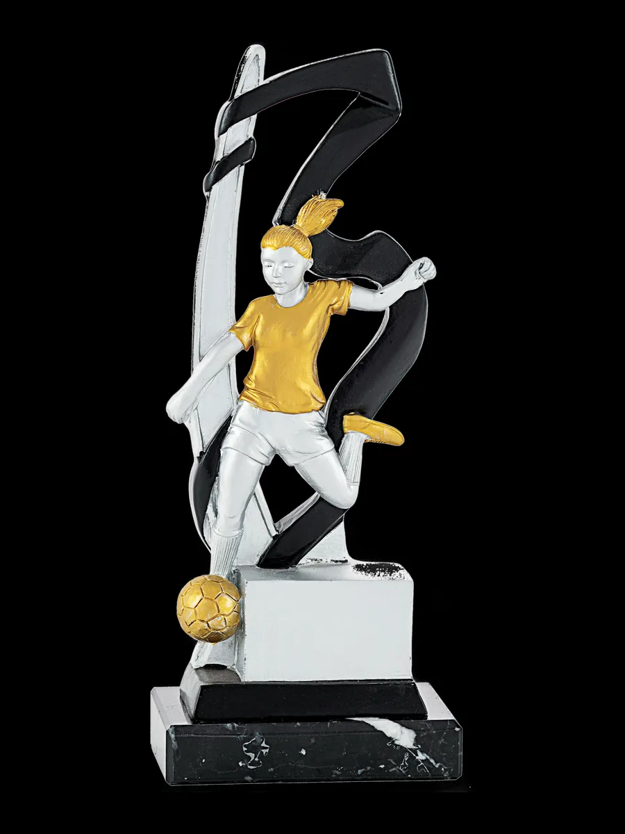 Trofeo de fútbol negro y oro - Ref 6505