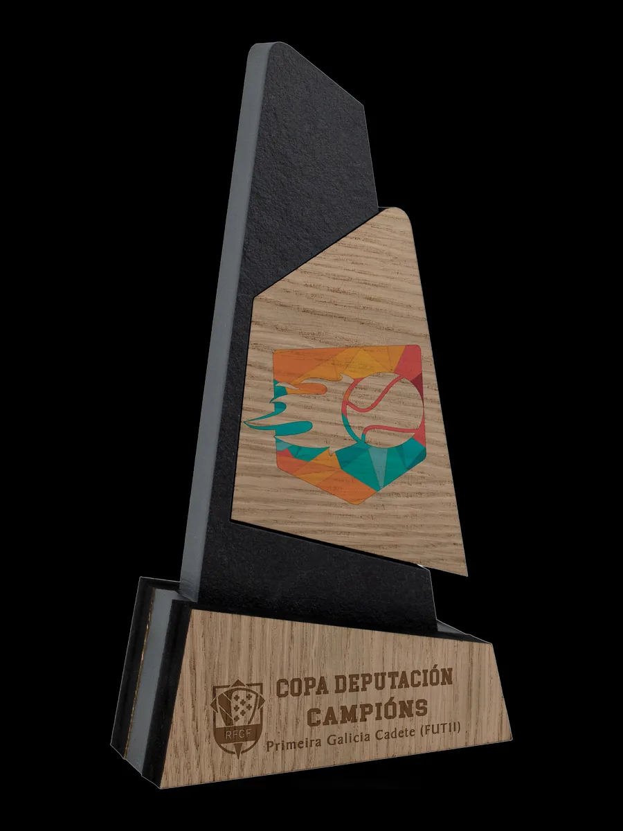Trofeo Prisma Piedra Madera