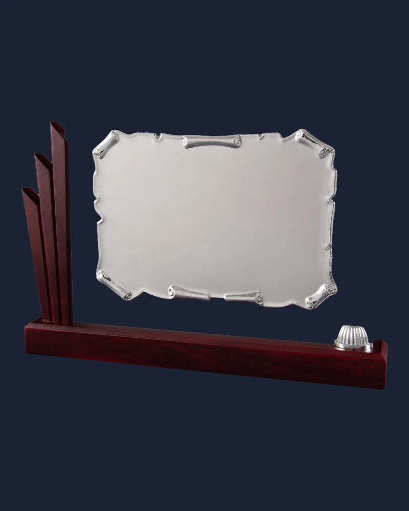 Placa Cristal y Caoba con Pergamino