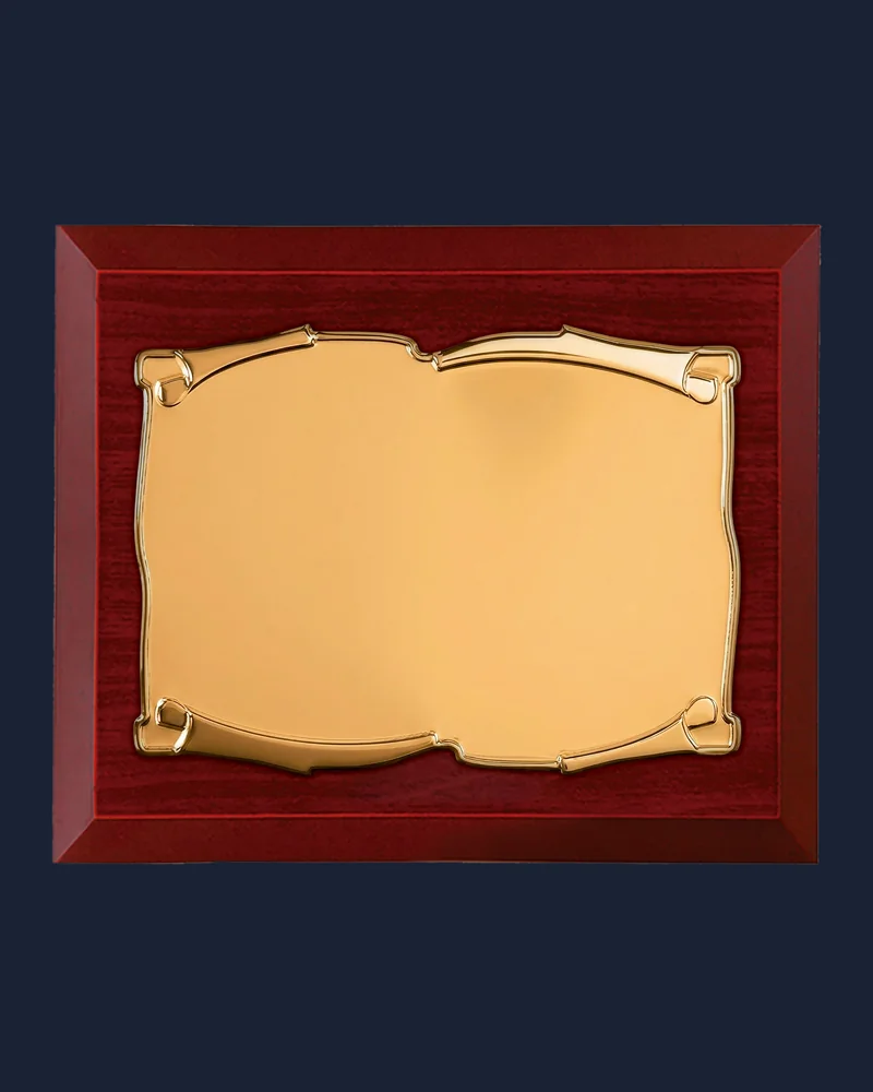 Placa Caoba con Placa Dorada Pergamino