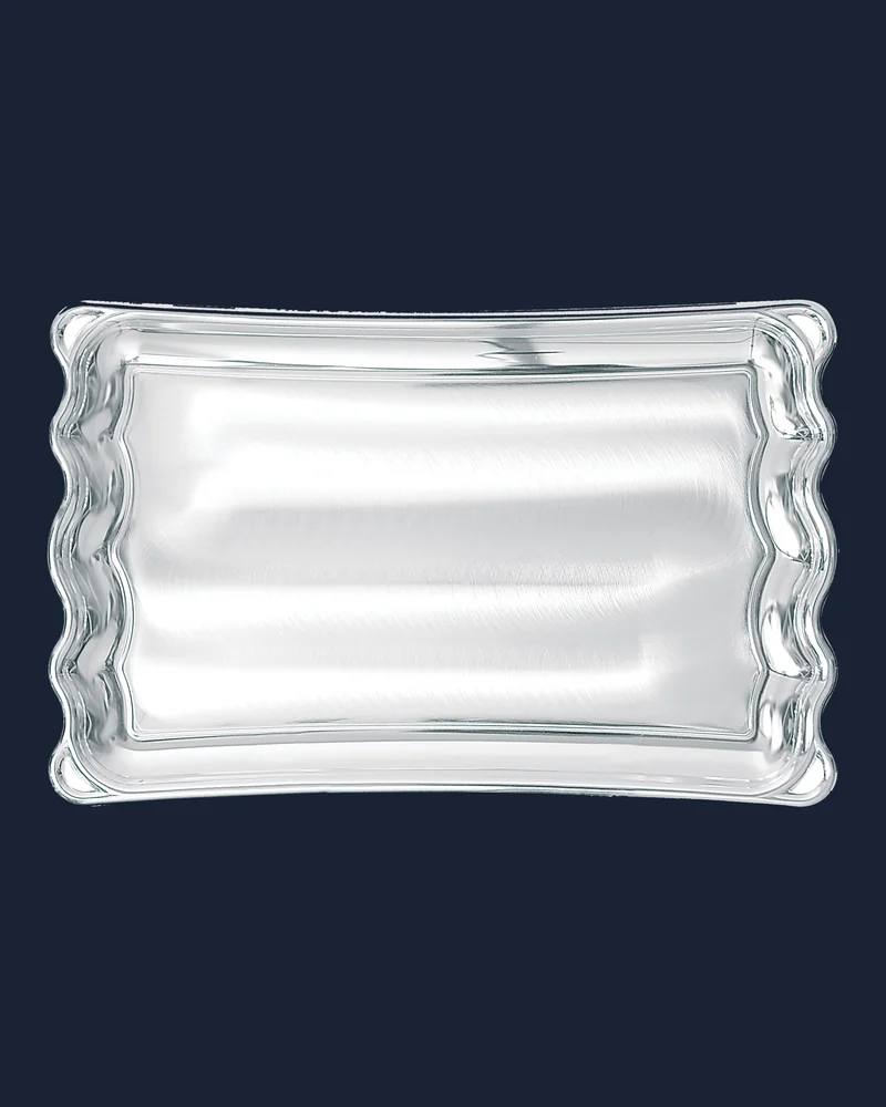 Bandeja Plateada Rectangular Ondulada